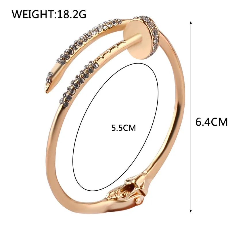 Women Bangles Bracelet Ladies Female Fashion Trendy Geometric Nail Open Bangles Cuff Jewelry Wedding Party Anniversary Gift